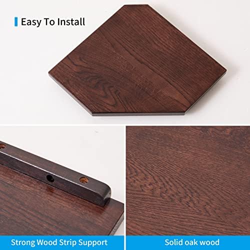 Corner Wall Shelves Set 2 Wire Hole Solid Oak Wood Display Shelf - Image 5