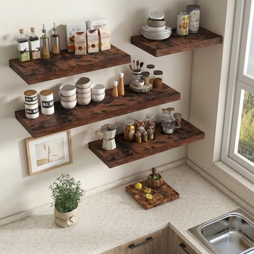 Vivelove Floating Shelves for Wall 18x12” Set of 2, Rustic Brown - Image 6