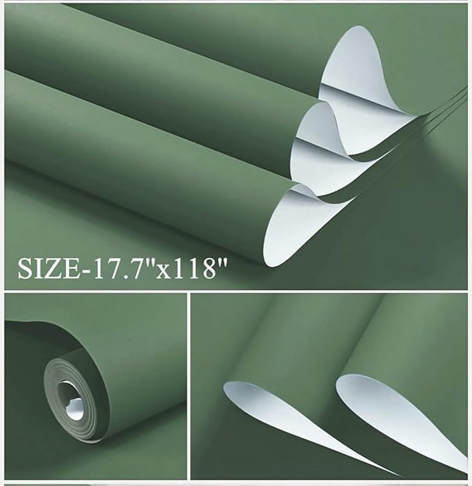 Dimoon 236''x23.6'' Green Peel and Stick Wallpaper Contact Paper Modern Self - Image 2