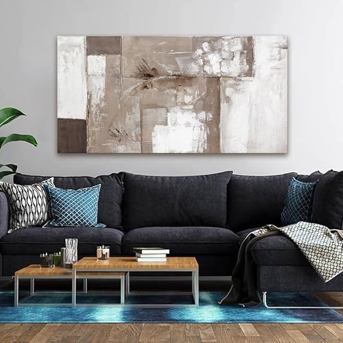 YISXINOAG Brown Grey White Abstract Wall Art Modern Fantasy Canvas 24"X48" - Image 3