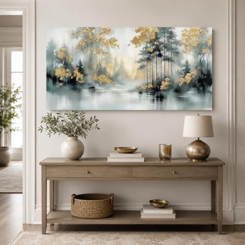Anolyfi Misty Forest Grey Lake Canvas Wall Art - Image 6