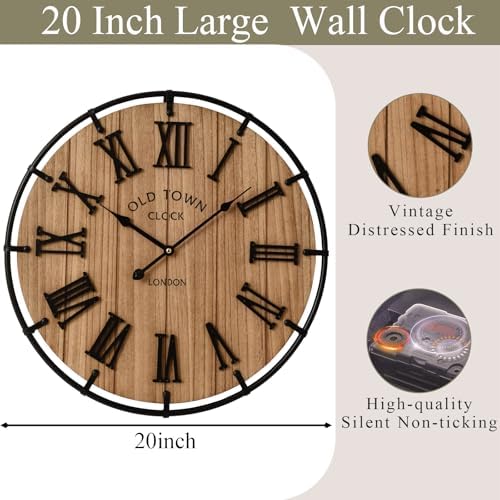EMAX HOME Inch Modern Farmhouse Wall Clock, Warm Wood-Tone Dial - Image 4