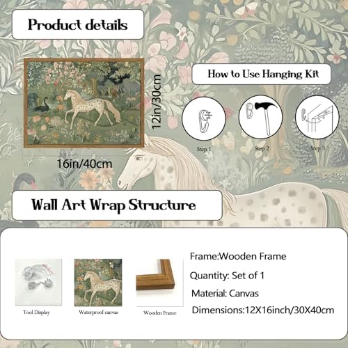 Funny Horse Wall Art, Whimsical Woodland Horse Wall Decor Painting Cute Animal - Image 4