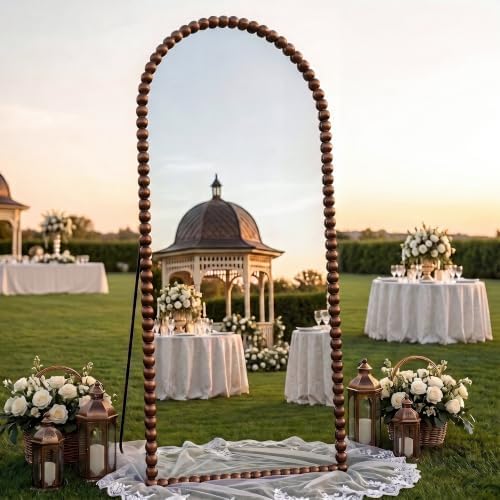 Antok 76" x 34" Arched Full Length Mirror, Antique Beaded Frame Floor Standing - Image 6