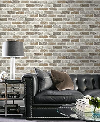 NextWall Washed Faux Brick Peel and Stick Wallpaper - Image 7
