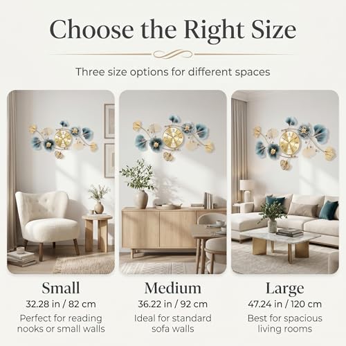 33" 3D Ginkgo Leaf Metal Wall Clock - Image 5