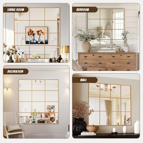 Antok Wall Mirror, Metal Framed Wall Mounted Mirror, Hanging or Leaning - Image 6