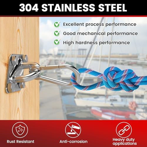 sprookber 304 Stainless Steel Pad Eye Snap Hook, M10 Ceiling Hook 1700Lb - Image 5