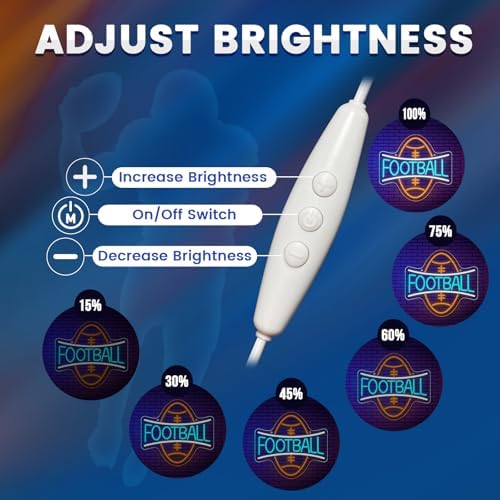 wootfairy LED Lights Wall Decor 13.39 * 12.21in Dimmable Football Neon Sign - Image 4