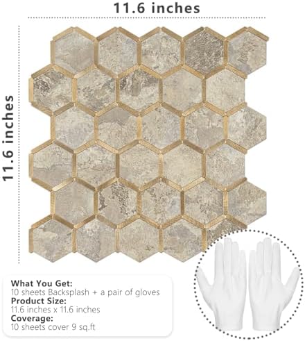 STICKGOO Hexagon Peel and Stick Backsplash Tile, Stick on Backsplash - Image 7