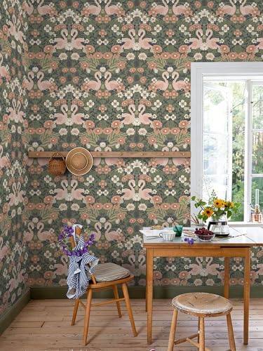 Heroad Vintage Peel and Stick Wallpaper 17.3''X 385'' Floral Flamingo Contact - Image 5