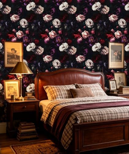 ILHIIOR Dark Floral Peel and Stick Wallpaper 17.5 x 118 Inches - Image 7