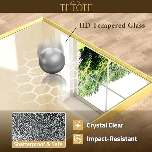 TETOTE Brushed Gold Mirror Beveled Frame 60" x 30" Large Brass Gold Rectangle - Image 5