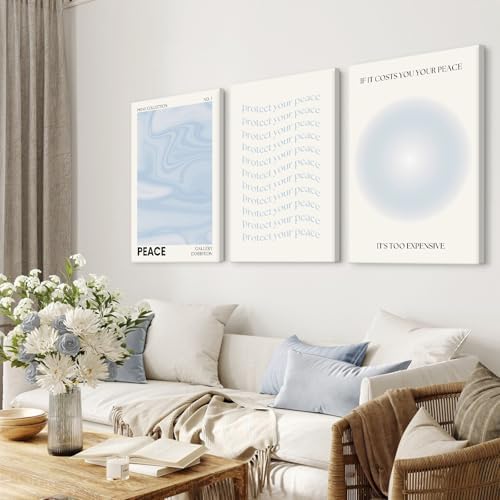 Blue Aura Wall Art Decor Retro Aesthetic Canvas Wall Art Pastel Abstract - Image 3