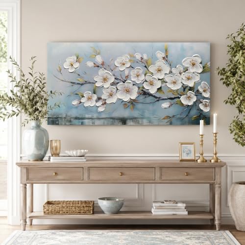 Anolyfi Cherry Blossom Flowers Textured Wall Art - Image 6