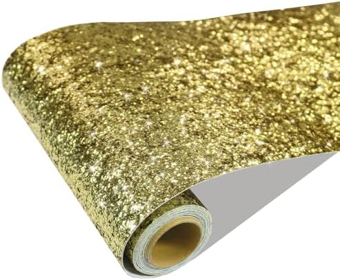 CRE8TIVE Chunky Glitter Wallpaper Stick and Peel Gold Wall Border Trim 8"x354" by CRE8TIVE