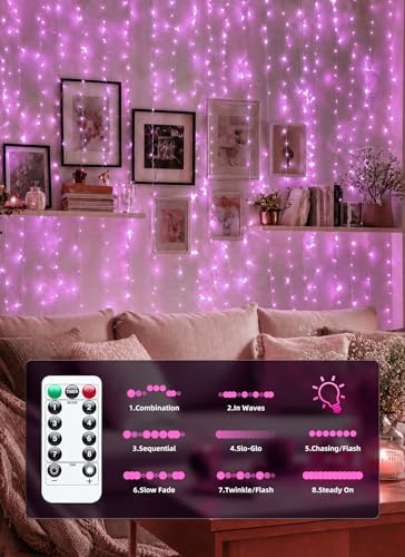 Brightown 300 LED Fairy Curtain Lights, 9.8ft x 9.8ft Curtain String Lights - Image 5