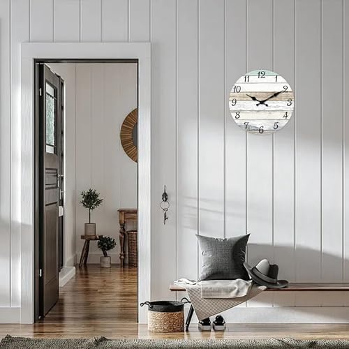 XNM 14 Inch Farmhouse Wooden Wall Clocks Battery Operated - Image 4