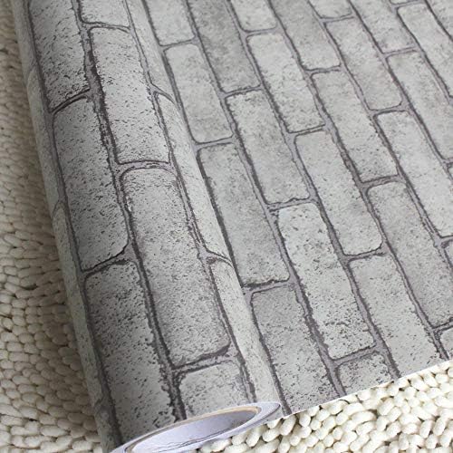 Lependor 17.71" X 118" Decorative Wallpaper Self-Adhesive Wall Paper Grey Brick by Lependor