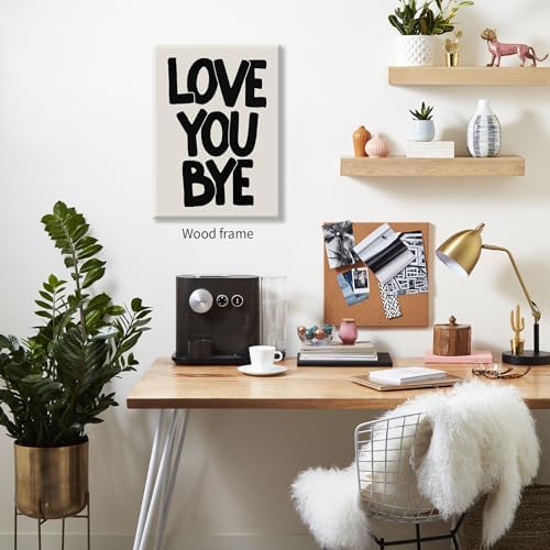 Love You Bye Quote Poster Black and White Love Wall Art 08x10 inch Framed Funky - Image 6