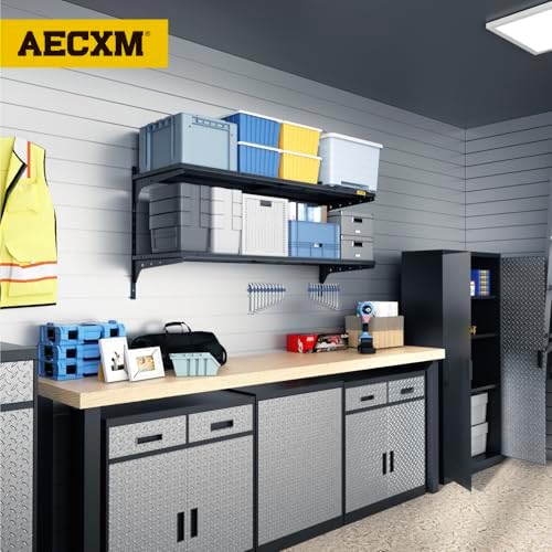 Aecxm 1pack×2 Tier 1.3x4ft Garage Shelving Wall Mounted, 260lbs Load - Image 2