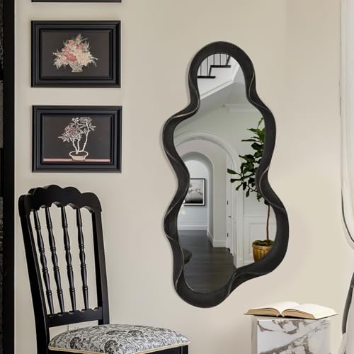 Large Asymmetrical Mirror Irregular Modern Cloud Wall Mirror Wood Frame Unique - Image 4