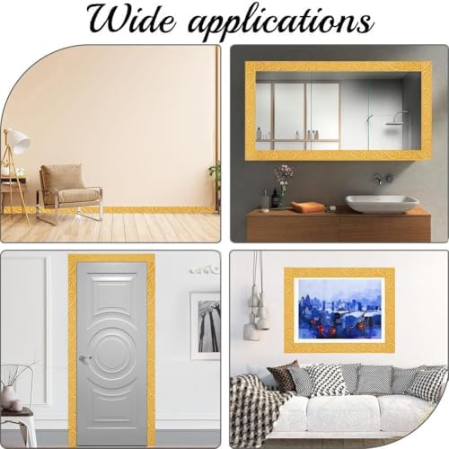 CRASPIRE 177x1.57In Molding Peel and Stick Wallpaper Border Retro Gold Wood - Image 5