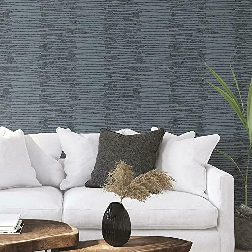 RoomMates RMK12222PL Nikki Chu Navy Blue and Metallic Silver Burundi Thatch by RoomMates