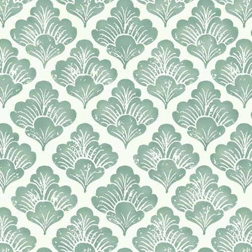 Hopepak 17.3"x394" Floral Peel and Stick Wallpaper Light Green Wallpaper Modern by Hopepak