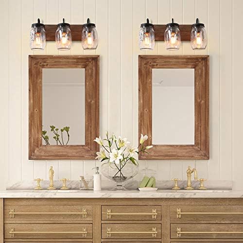 36 X 24 inch Wall Mount Wood Frame Bathroom Vanity Mirror Rustic - Image 2