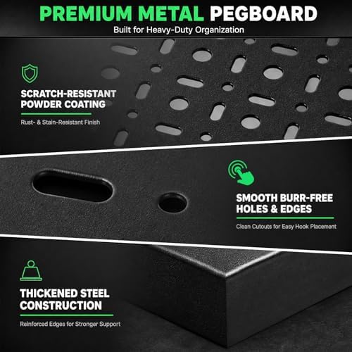 6 Pack Peg Board, 16×12" Black Metal Pegboard Wall Panels - Image 5