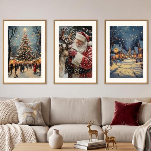 Aryroi Large Enchanting Christmas Framed Canvas Wall Art Set- 24"x36"x3 by Aryroi