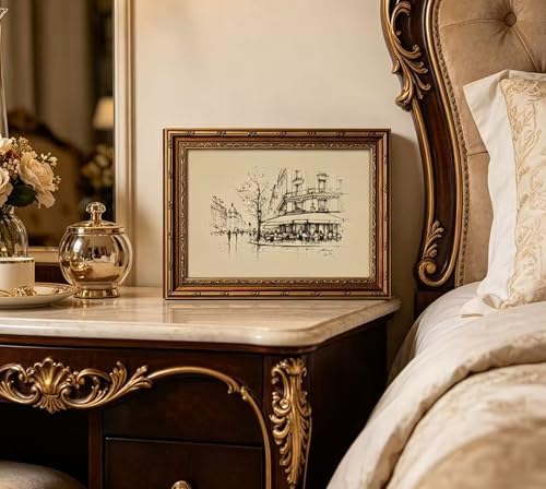 Vintage Gold Framed Black and White Sketch Wall Art French Cafe Sketch Canvas - Image 7
