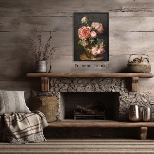 Heltrappe Moody Pink Peony Wall Art Spring Dark Academia Antique Floral Poster - Image 5