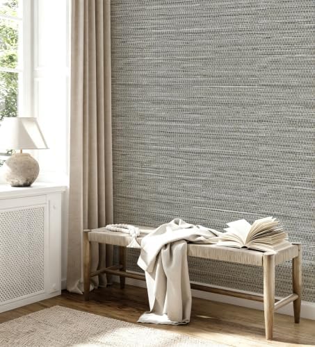 Grasscloth Peel and Stick Wallpaper Faux Linen 17.3in x 393.7in - Image 6