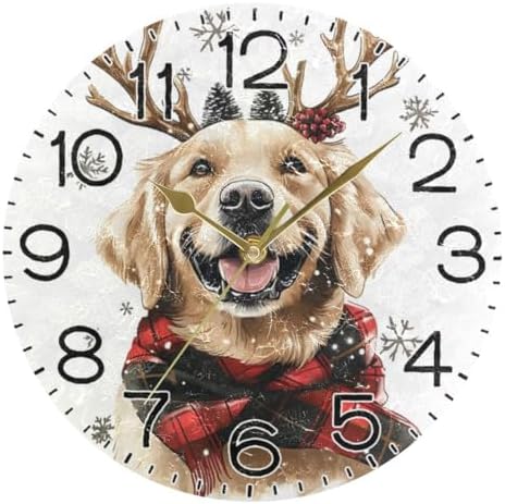 ALAZA Christmas Golden Retriever Dog Wall Clock Battery Operated Non Ticking - Image 5