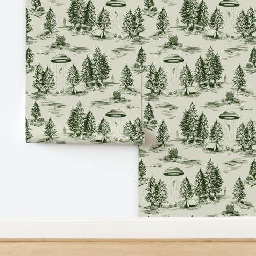 Spoonflower Alien Toile Peel and Stick Removable Wallpaper - Image 4