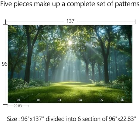 Mural of a Green Forest bathed in Sunlight self-adhesive-96 x137 - Image 4