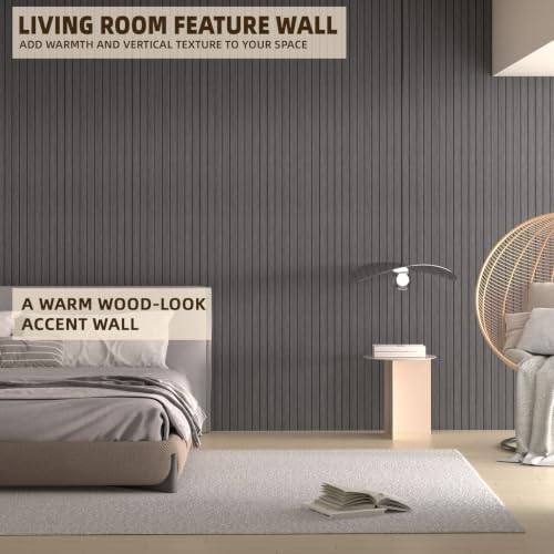 Peel and Stick Wood Slat Wall Panels, Dark Gray, 118 x 15.7 in - Image 5