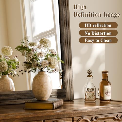 Rectangular Wall Mirror 36" x 24", Solid Wood Frame Bathroom Mirror - Image 5