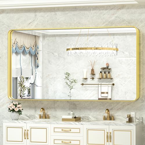 TokeShimi 60 x 28 Inch Brushed Gold Bathroom Vanity Mirror by TokeShimi