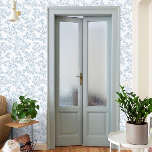 Ismoon Floral Peel Stick Wallpaper Blue White Contact Paper 17.3x196in - Image 5