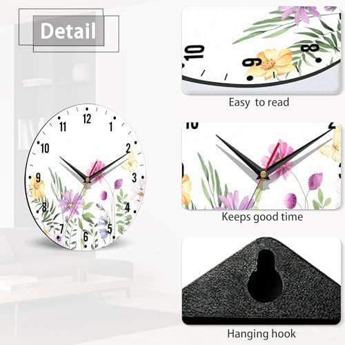 SPUNKER Clock for Bedroom, Wildflower Wall Clocks for Living Room Decor - Image 4