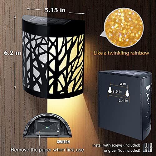 DenicMic Solar Wall Lights Outdoor Wall Sconce Fence Lights Solar Powered - Image 5