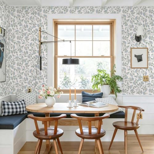 Floral Peel and Stick Wallpaper Blue Contact Paper Morden Cottage 78.7×17.3" | - Image 5