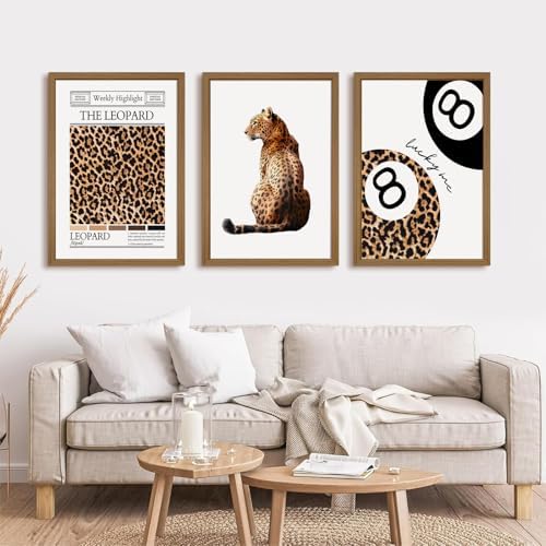 Trendy Leopard Wall Art Cheetah Print Canvas Wall Decor 8 Ball Poster Preppy - Image 7