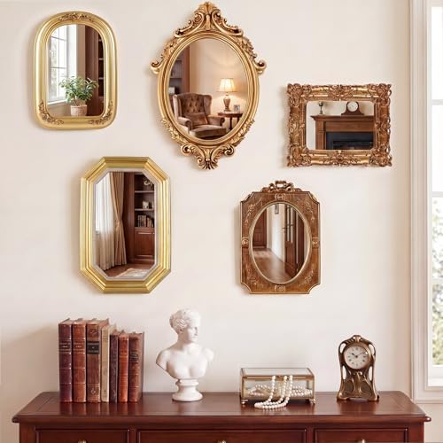 Wonderjune 5 Pcs Vintage Gold Mirror Set - Image 7