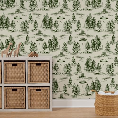 Spoonflower Alien Toile Peel and Stick Removable Wallpaper - Image 7