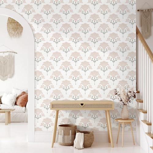 Dainty Floral Peel and Stick Wallpaper Boho Pink and White Contact Paper - Image 4