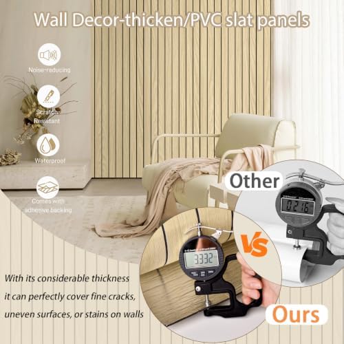 Naphite 3D Wood Slats Peel and Stick Wall Panels, PVC Thicken 118in 15.7in - Image 2
